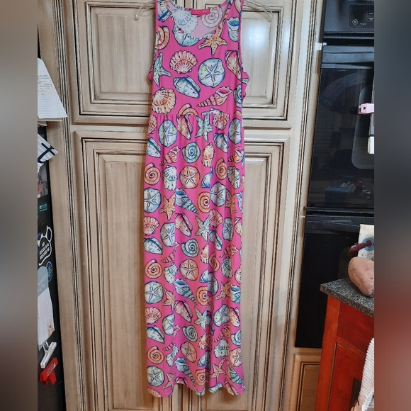 Simply Southern Dress Sea Shells Sleeveless Maxi‎ Dress Tropical - Size Small - Picture 1 of 6